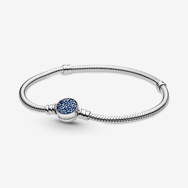 Snake Mesh Bracelet with Sparkling Blue Medallion Clasp