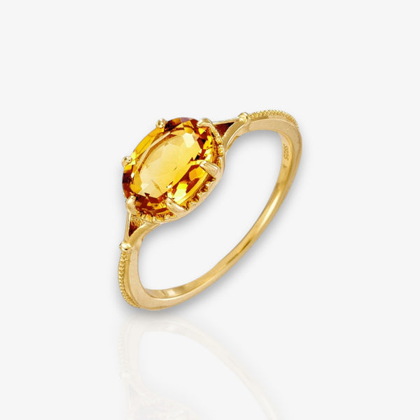 Silver Plating K Gold Citrine Ring