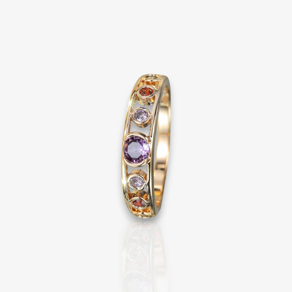 Colorful Crystals Round Ring Simple