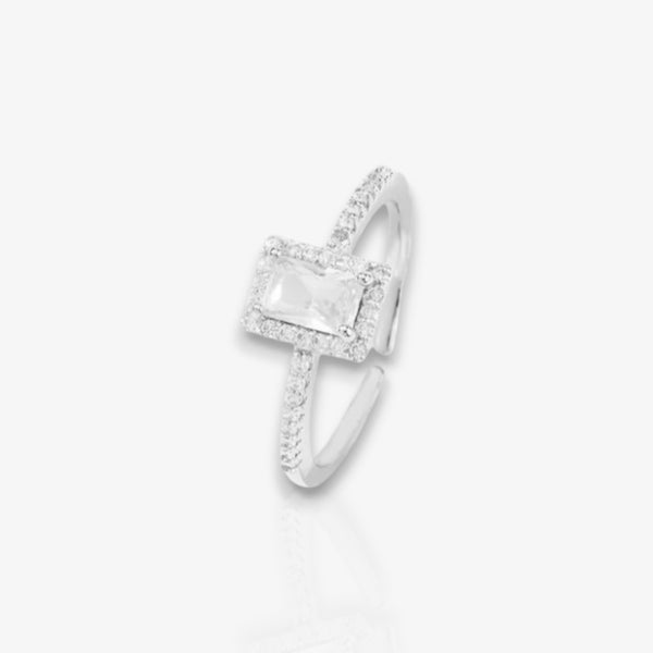 Square Micro Inlaid Zircon Ring Fashion