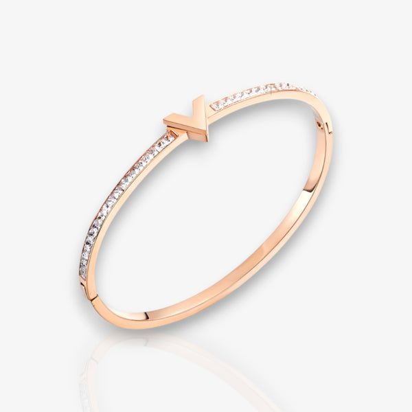 Letter V rose gold diamond bracelet