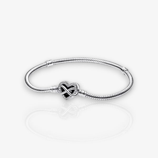 Snake Mesh Bracelet with Sparkling Infinity Heart Clasp