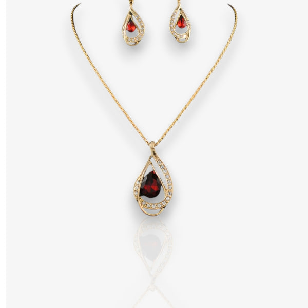 Double Drop Crystal Set Necklace Earrings