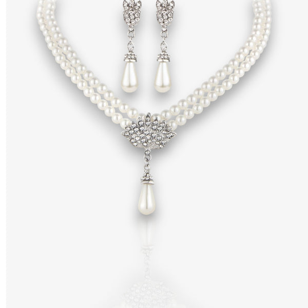 Pearl Crystal Diamond Short Clavicle Neck Necklace Set