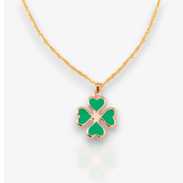 Enamel Green Four Heart Clover Necklaces