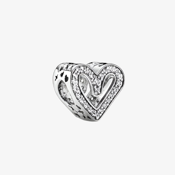 Sparkling Drawn Heart Charm