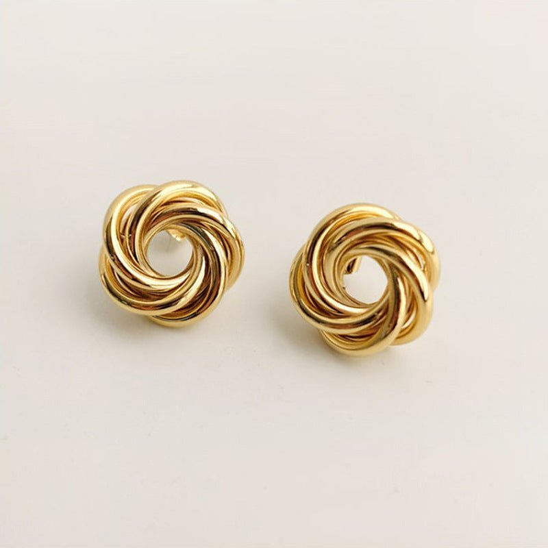 Flower - Shaped Earrings Metal Winding - jewel nook