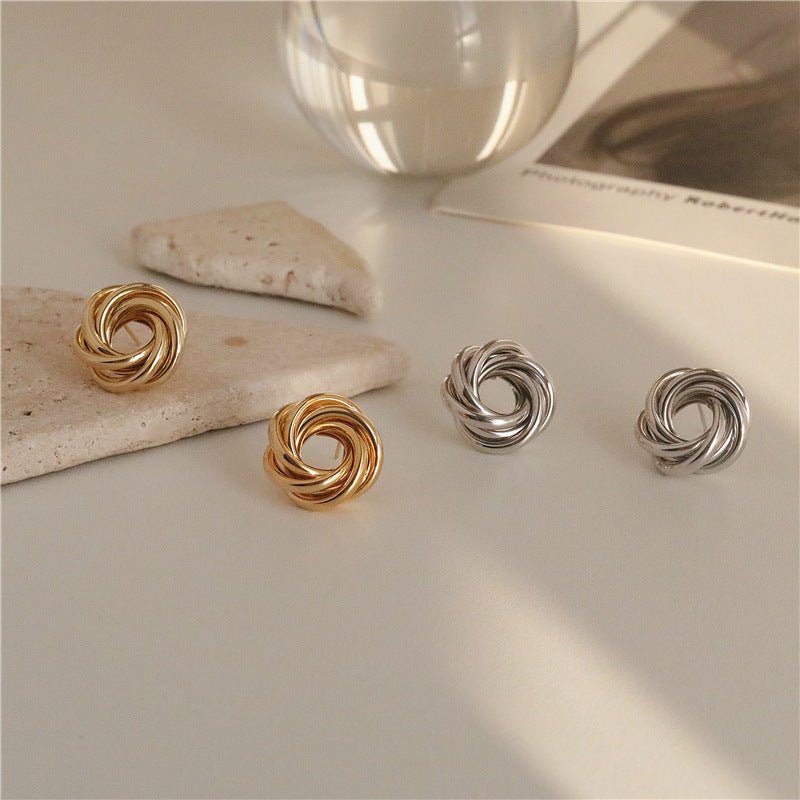 Flower - Shaped Earrings Metal Winding - jewel nook