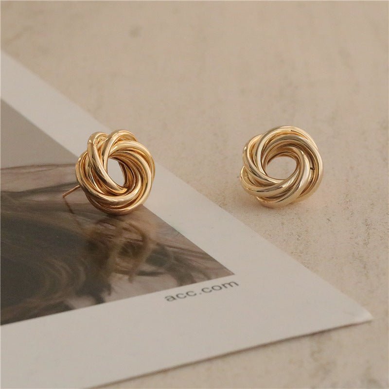 Flower - Shaped Earrings Metal Winding - jewel nook